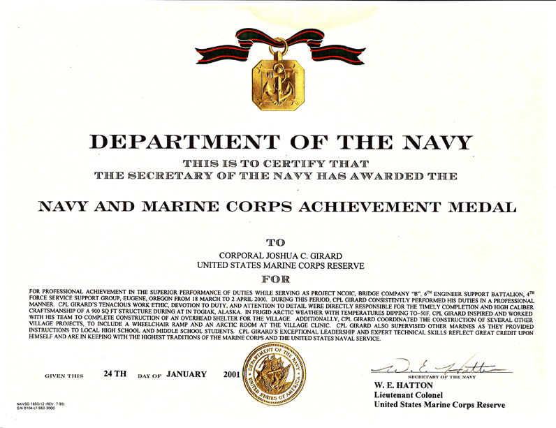 Builder award - Navy