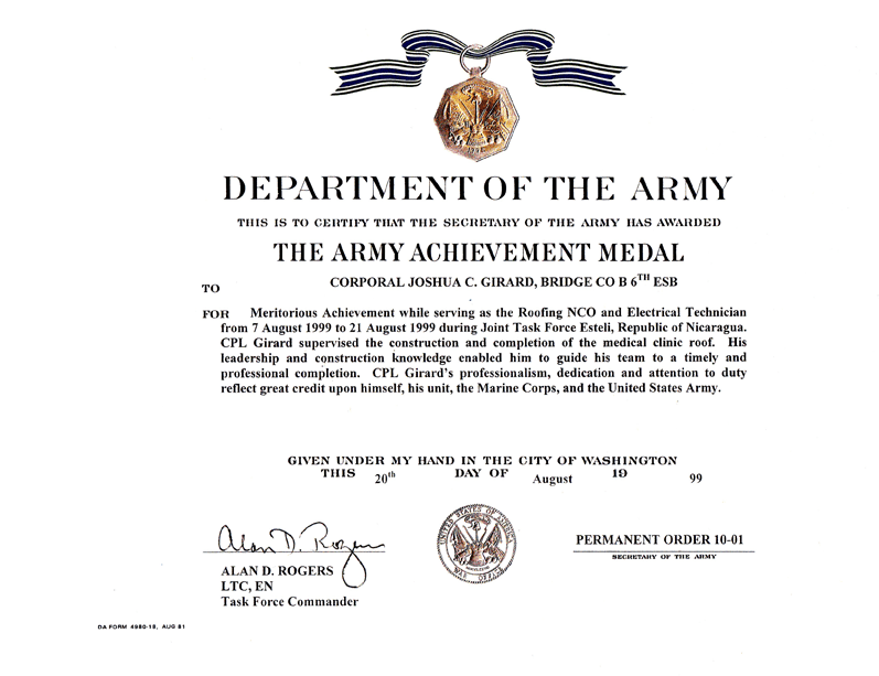  Achievement Medal, U.S. Army 